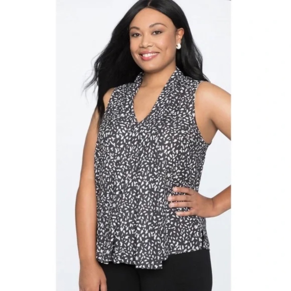 ELOQUII Black and White Draped Front Layering Tank SIZE 14